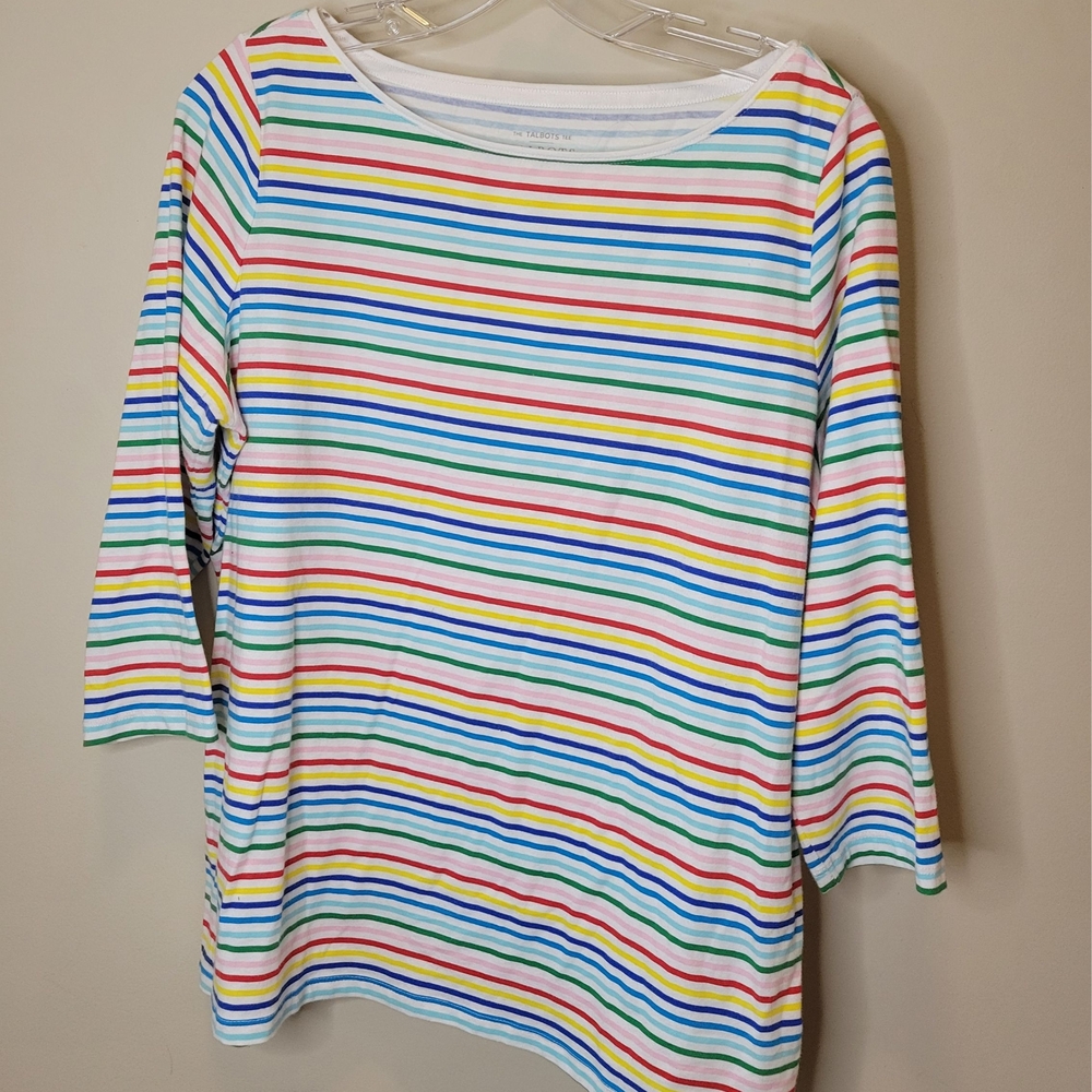 Talbots Orange and Blue Boxy Long Sleeve Tee